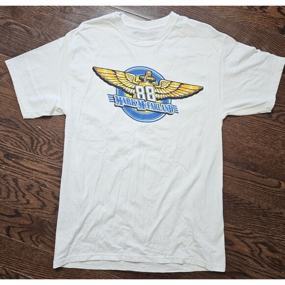 NASCAR Mark McFarland T Shirt L Driving Racing Navy Chase Authentics 2006 White - Picture 2 of 8